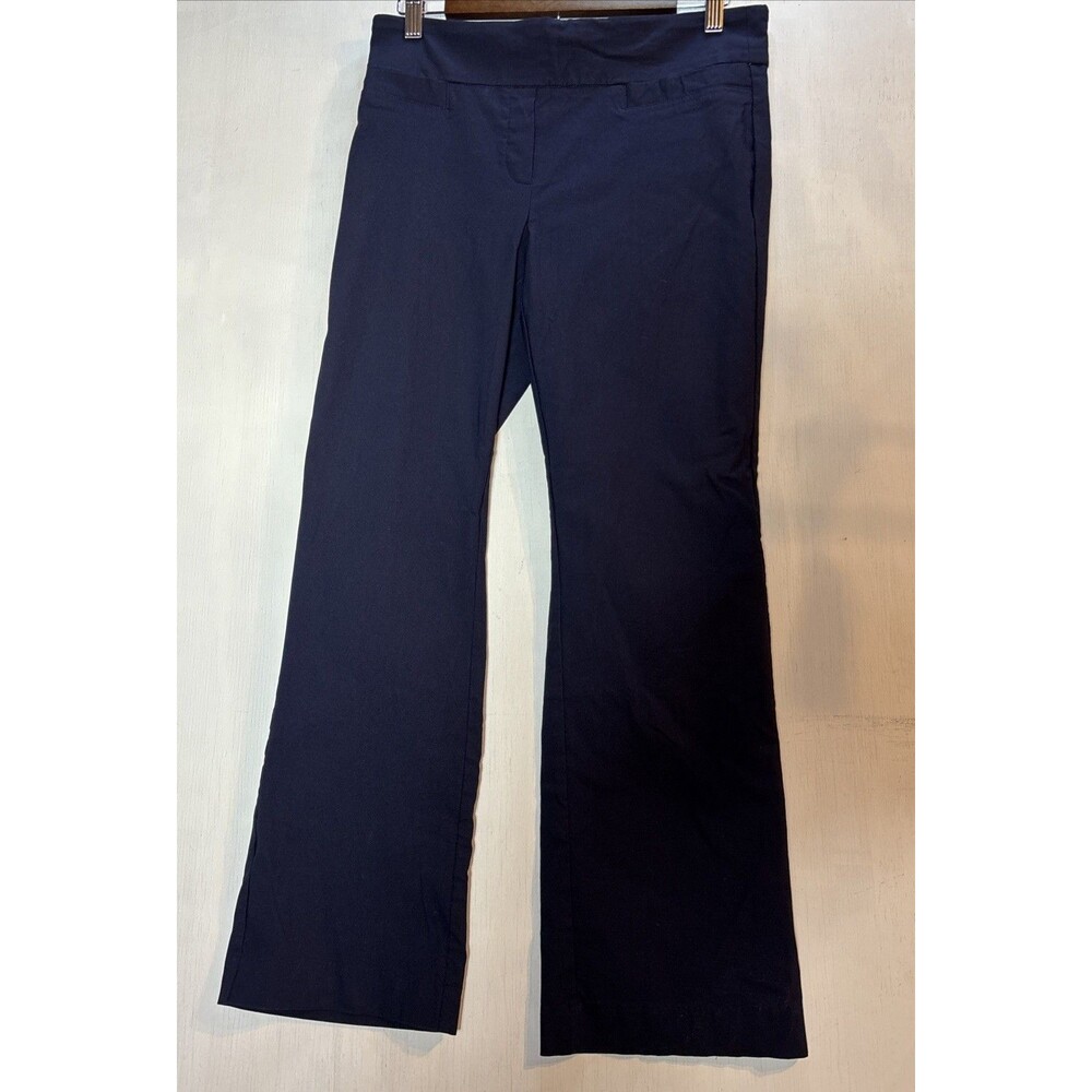 Rekucci Women's Navy Blue Dress Pants,  Elastic Waist,  Size 10 Petite, Boot Leg